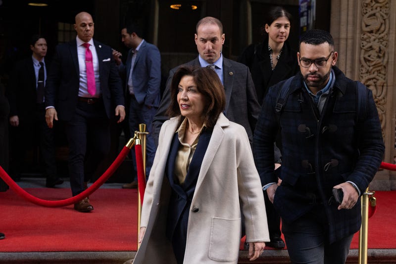 Governor Kathy Hochul departs the "State of the NYPD" address in New York City on January 30, 2025