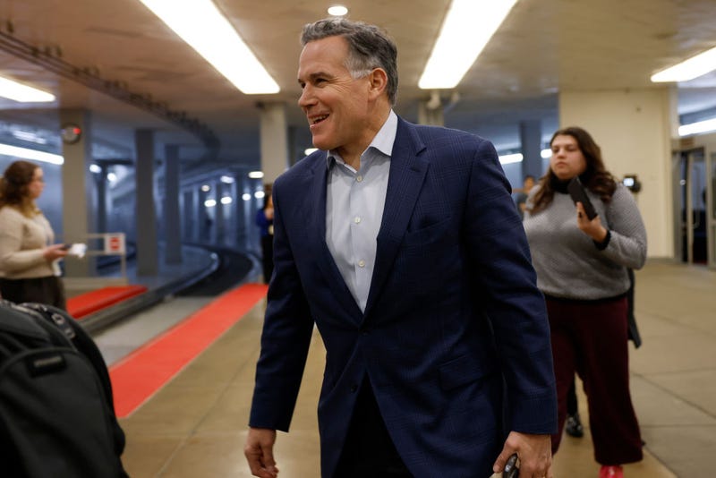 U.S. Sen. David McCormick (R-PA) walks through the Senate Subway during a vote in the U.S. Capitol