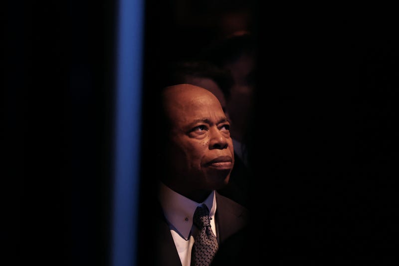 Mayor Eric Adams listens as NYPD Commissioner Jessica Tisch speaks during her “State of the NYPD” Address at Cipriani 42nd Street on Jan. 30, 2025 in New York City. 