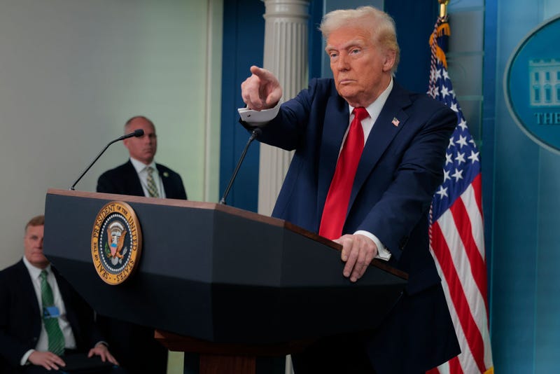 President Donald Trump calls on reporters during a press conference about the collision of an American Airlines flight with a military Black Hawk helicopter near Ronald Reagan National Airport