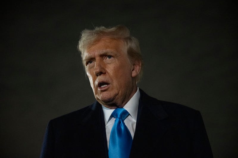 US President Donald Trump speaks to the press