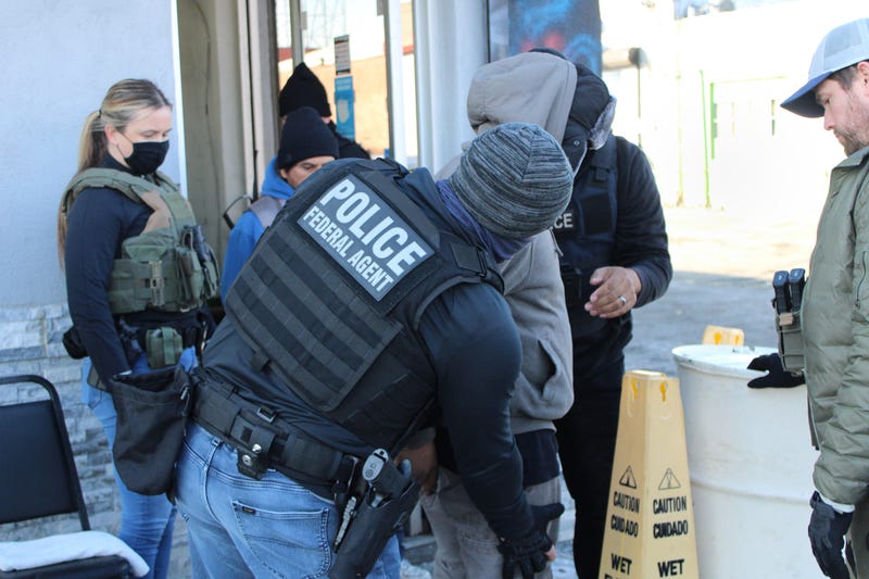 In this handout photo provided by U.S. Immigration and Customs Enforcement, ICE Philadelphia conducted a worksite enforcement operation at a car wash and arrested seven individuals on Jan. 28.
