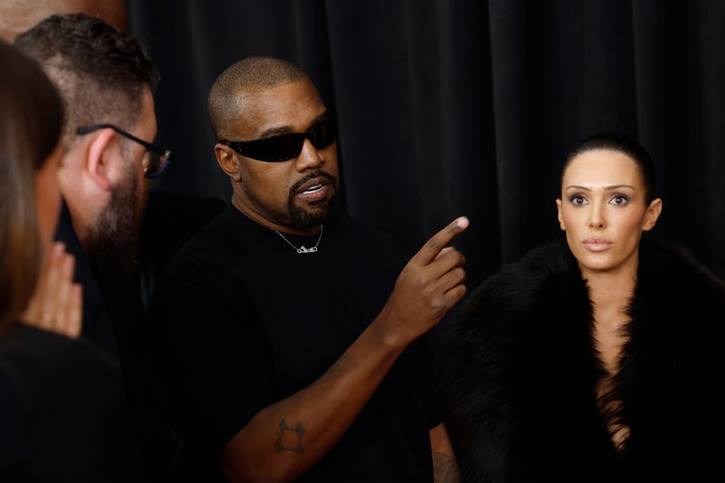 (L-R) Kanye West and Bianca Censori attend the 67th GRAMMY Awards on February 02, 2025 in Los Angeles, California.