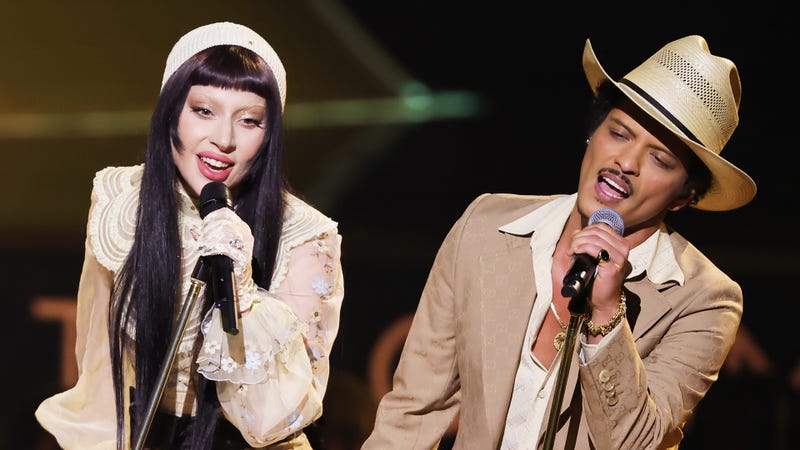Lady Gaga and Bruno Mars perform onstage during the 67th Annual GRAMMY Awards 