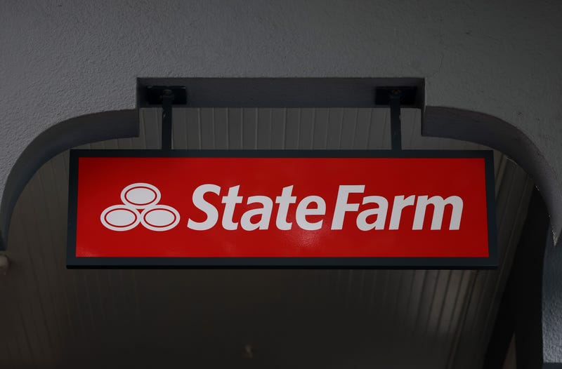 A State Farm logo is seen in front of a State Farm insurance office on February 03, 2025 in Larkspur, California. 