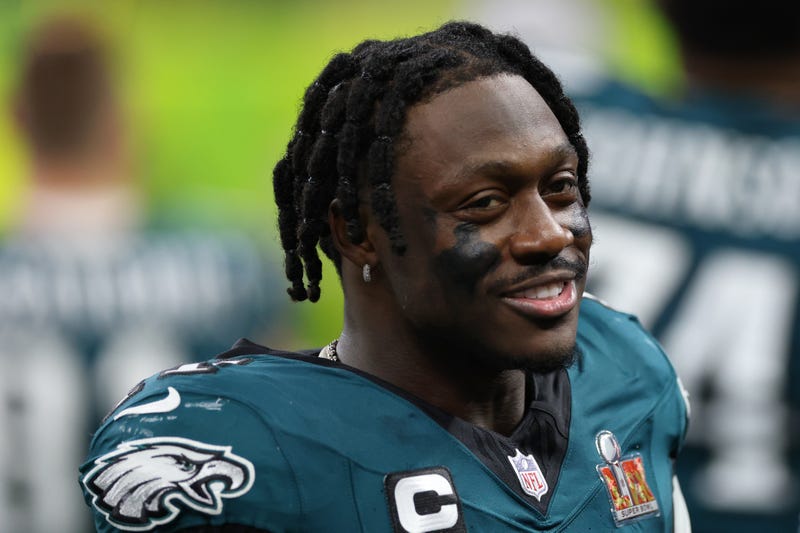 A.J. Brown, #11 of the Philadelphia Eagles, looks on in the fourth quarter against the Kansas City Chiefs during Super Bowl LIX at Caesars Superdome on Feb. 9, 2025, in New Orleans, Louisiana.