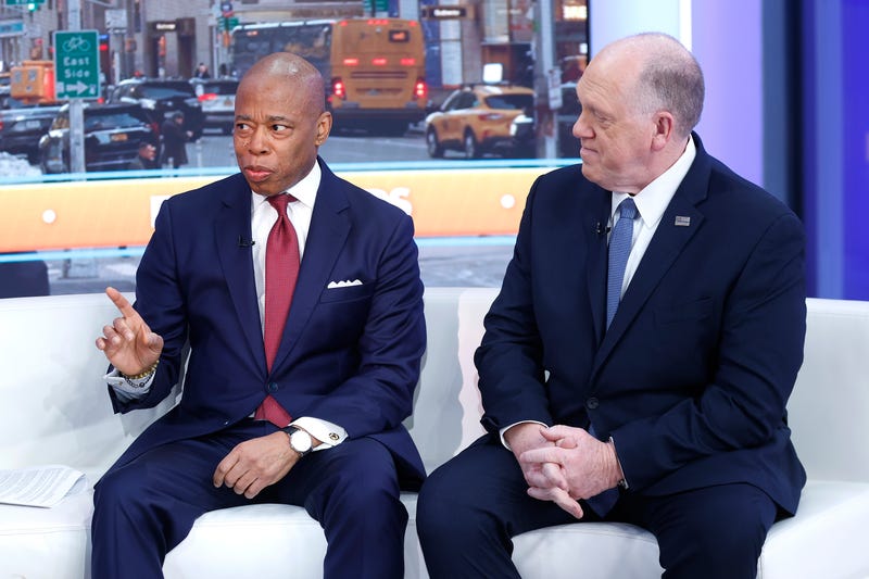 Mayor Eric Adams and border czar Tom Homan visit "Fox & Friends" at Fox News Channel Studios on February 14, 2025
