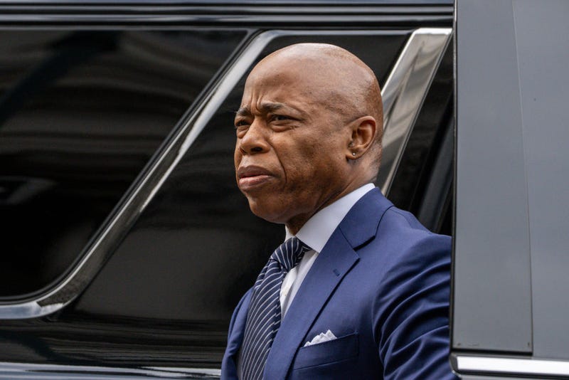 New York City Mayor Eric Adams arrives for a court hearing at Thurgood Marshall Courthouse on Feb. 19, 2025 in New York City. 