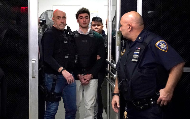 Luigi Mangione, accused killer of US insurance CEO Brian Thompson, arrives for a hearing in New York City on February 21, 2025
