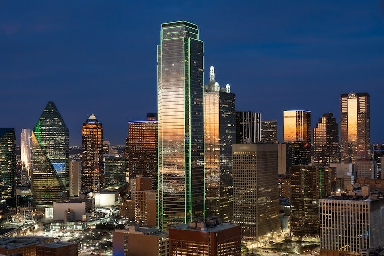 Bank of America Plaza in the Dallas skyline