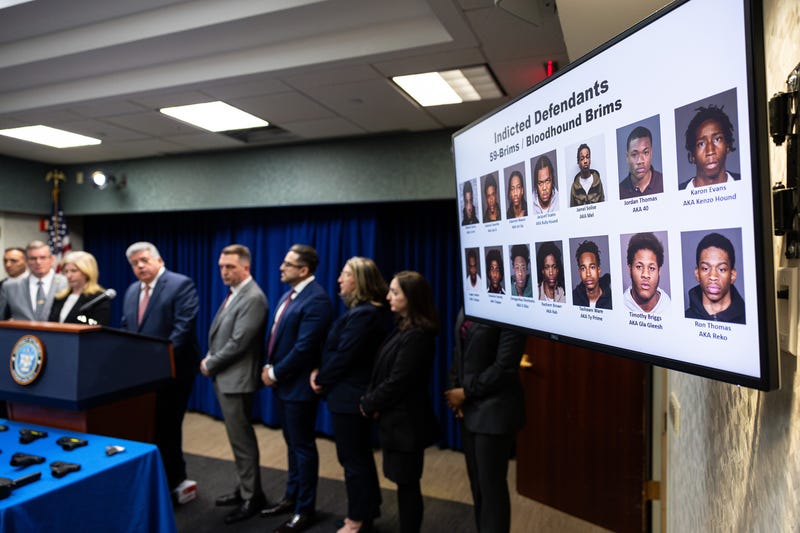 Members of the NYPD and Brooklyn D.A.'s Office held a press conference in February announcing gang-related arrests. A lawsuit challenges the legality of the database used to track alleged gang members
