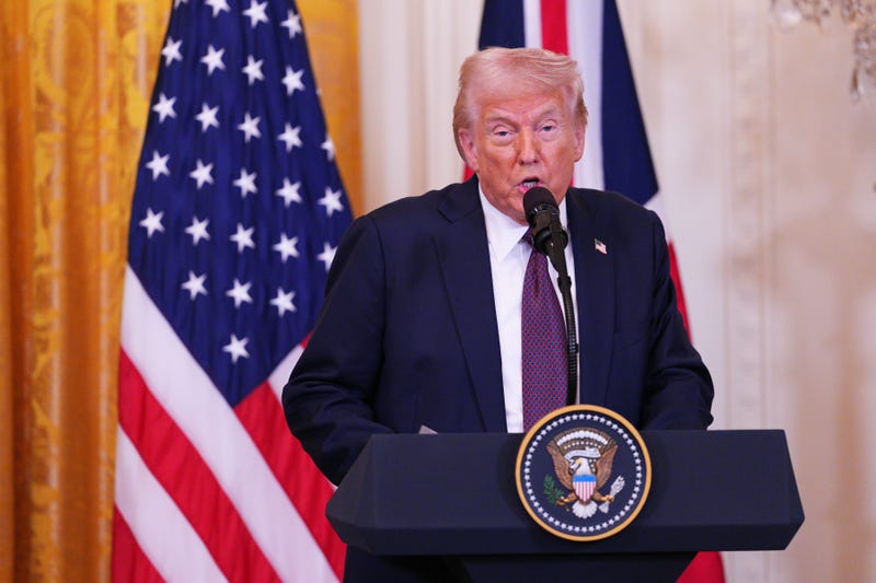 WASHINGTON, DC - FEBRUARY 27: U.S. President Donald Trump speaks during a joint press conference with UK Prime Minister Keir Starmer in the East Room at the White House on February 27, 2025 in Washington, DC. Starmer is on his first visit to Washington since President Trump returned to the White House. Starmer's trip comes shortly after he announced an increase in UK defense spending, ostensibly as a signal to Trump that the UK is prepared to bolster Europe's security, and as he aims to broker a fair peace deal for Ukraine amid Trump's warming relations with Russia. (Photo by Carl Court - Pool/Getty Images)