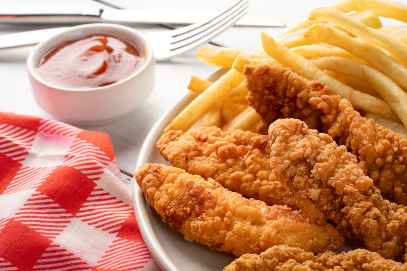 Chicken tenders. Fried chicken breast strips - stock photo Chicken tenders. Fried chicken breast strips