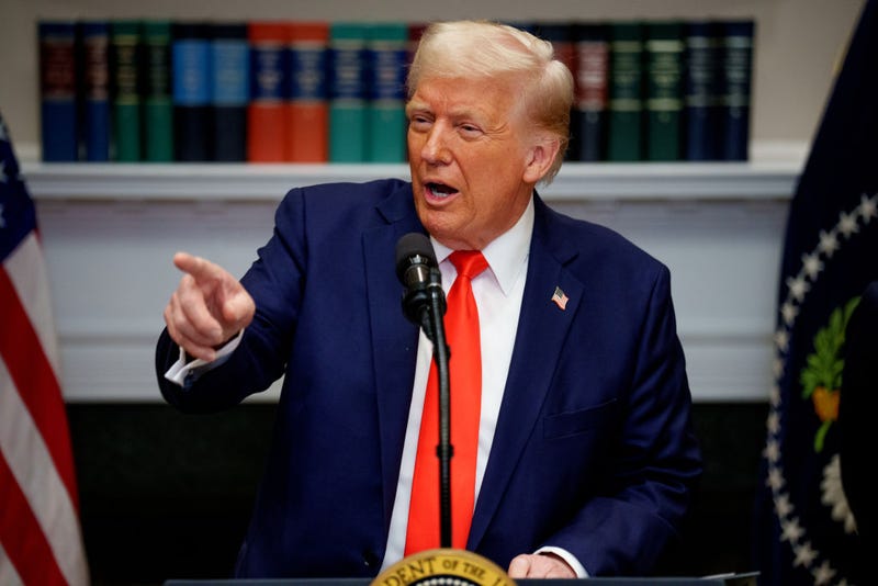 U.S. President Donald Trump takes a question from a reporter in the Roosevelt Room of the White House on March 3, 2025 in Washington, DC.