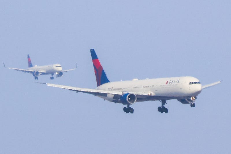 A Delta Airlines approaches John F. Kennedy International Airport on March 4, 2025