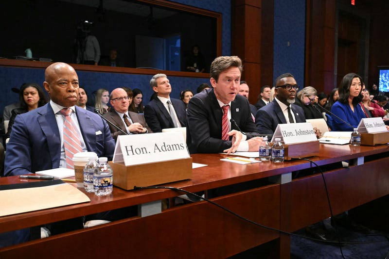New York City Mayor Eric Adams, Denver Mayor Michael Johnston, Chicago Mayor Brandon Johnson, and Boston Mayor Michelle Wu testify during a House Committee on Oversight and Government Reform hearing titled "A Hearing with Sanctuary City Mayors," on Capitol Hill in Washington, DC, on March 5, 2025. 