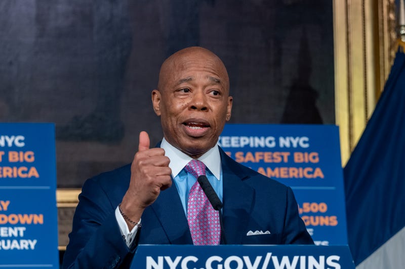 Mayor Eric Adams speaks to the media during a press conference at City Hall on March 3, 2025