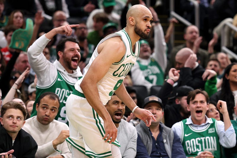 Fans cheer for Derrick White #9 of the Boston Celtics after he scored against the Portland Trail Blazers during the second quarter at TD Garden on March 05, 2025 in Boston, Massachusetts.