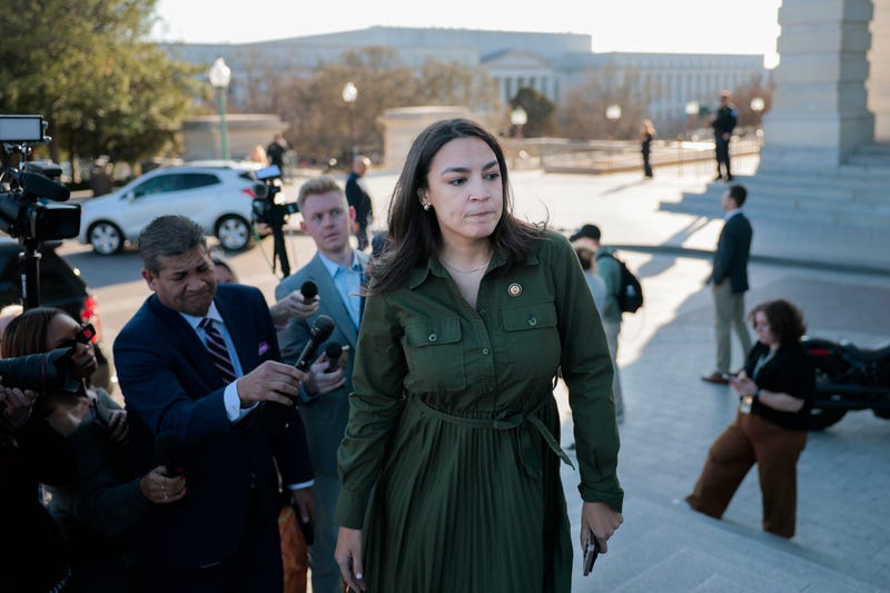 U.S. Rep. Alexandria Ocasio Cortez (D-NY) speaks to reporters during a series of votes at the U.S. Capitol this week