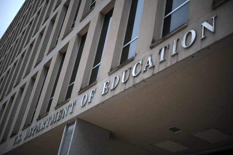 Outside the U.S. Department of Education in Washington D.C.
