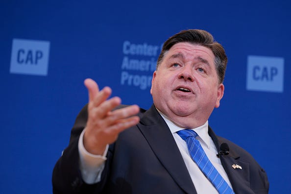  Illinois Gov. J.B. Pritzker speaks at the office of The Center for American Progress (CAP) Action Fund on March 18, 2025 in Washington, DC. Pritzker spoke about his views of U.S. President Donald Trump’s administration so far. (Photo by Anna Moneymaker/Getty Images)