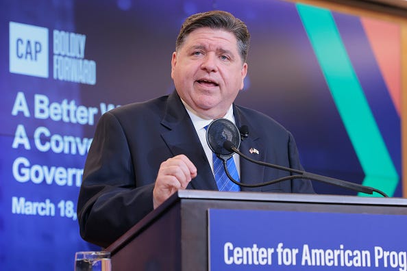 Illinois Gov. J.B. Pritzker speaks at the office of The Center for American Progress (CAP) Action Fund on March 18, 2025 in Washington, DC. Pritzker spoke about his views of U.S. President Donald Trump’s administration so far. (Photo by Anna Moneymaker/Getty Images)