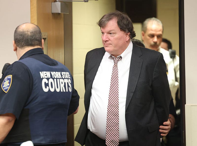  Alleged Gilgo serial killer Rex Heuermann is led into courtroom for a frye hearing at Suffolk County Court in Riverhead on April 3, 2025 in Riverhead, New York. 
