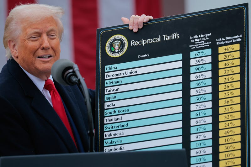 U.S. President Donald Trump speaks during a “Make America Wealthy Again” trade announcement event in the Rose Garden at the White House on April 2, 2025 in Washington, DC. Touting the event as “Liberation Day”, Trump announced additional tariffs targeting goods imported to the U.S.