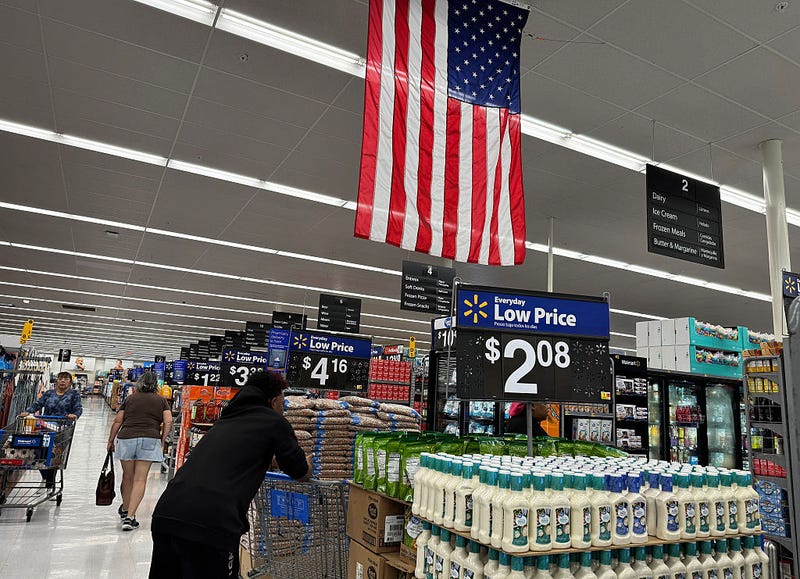 A customer shops at a Walmart store