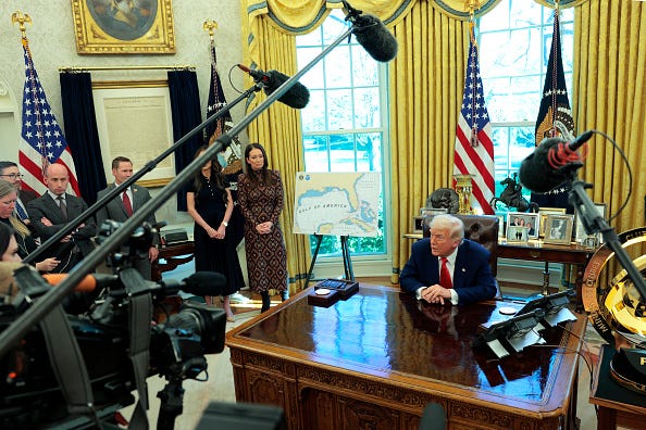 President Donald Trump speaks to reporters as he signs executive orders in the Oval Office of the White House on April 09, 2025 in Washington, DC.