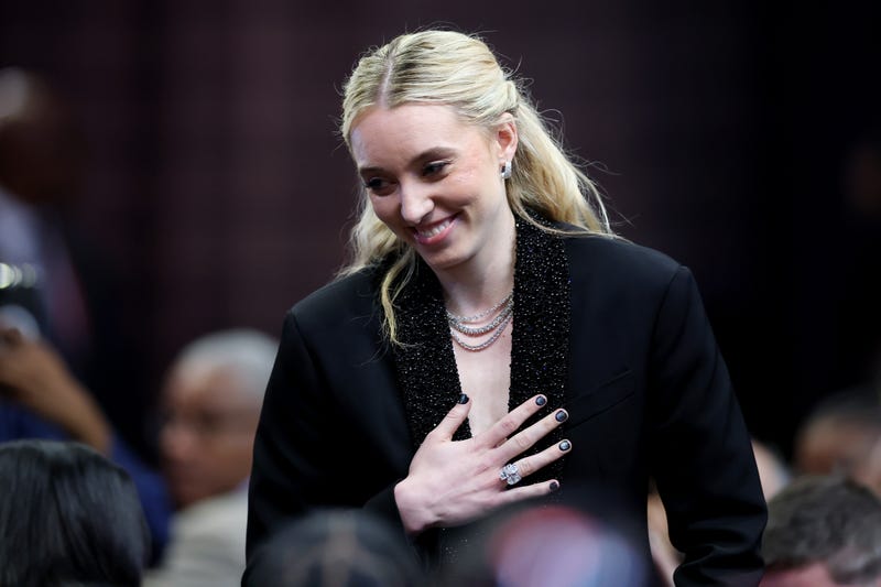 NEW YORK, NEW YORK - APRIL 14: Paige Bueckers reacts to being selected with the first overall pick by the Dallas Wings the 2025 WNBA Draft at The Shed on April 14, 2025 in New York City. NOTE TO USER: User expressly acknowledges and agrees that, by downloading and or using this photograph, User is consenting to the terms and conditions of the Getty Images License Agreement. (Photo by Elsa/Getty Images)