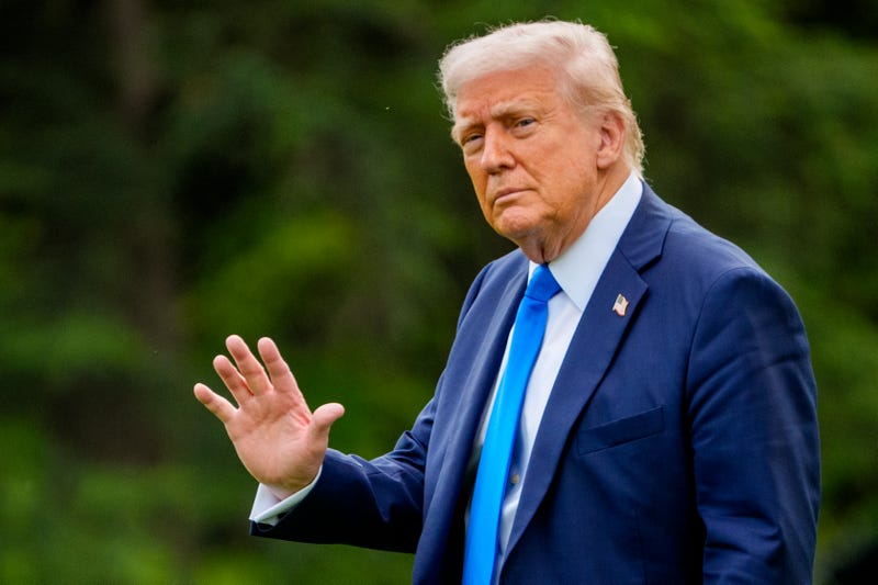 U.S. President Donald Trump walks towards Marine One on the South Lawn on May 1, 2025 in Washington, DC.