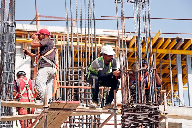 Construction workers on a hot day