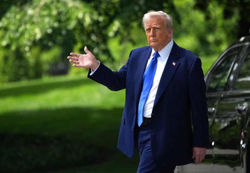 President Donald Trump departs the White House on May 12, 2025, in Washington