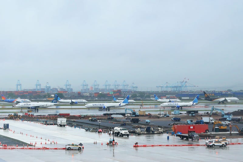 Planes are seen on the tarmac at Newark Liberty International Airport on May 14, 2025 in Newark
