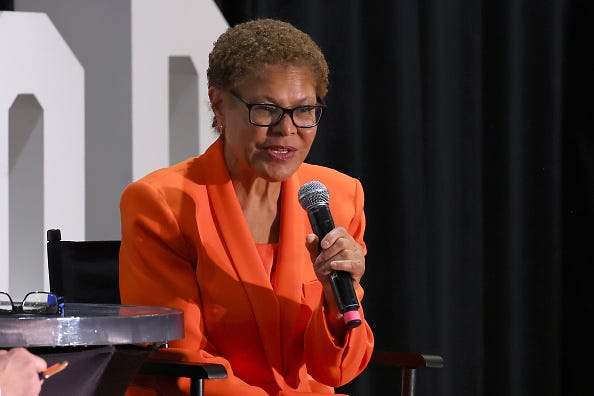 Mayor Karen Bass attends Hollywood Chamber of Commerce's Signature Luncheon with Los Angeles Mayor Karen Bass at Loews Hollywood Hotel on May 20, 2025 in Los Angeles, California. (Photo by Leon Bennett/Getty Images)