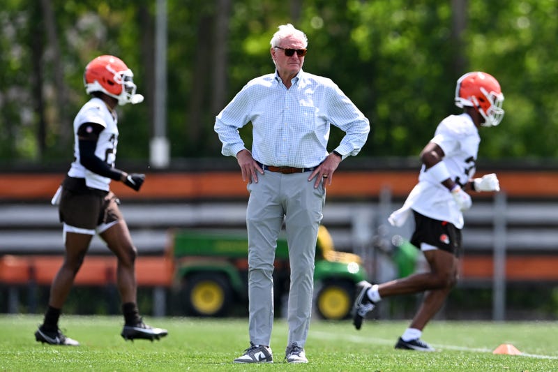 Managing and principal partner Jimmy Haslam of the Cleveland Browns looks on during Cleveland Browns mandatory minicamp at CrossCountry Mortgage Campus on June 10, 2025 in Berea, Ohio. 