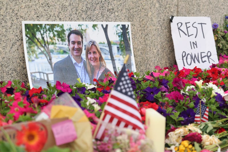 A makeshift memorial for DFL State Rep. Melissa Hortman and her husband Mark Hortman is seen at the Minnesota State Capitol building on June 16, 2025 in St. Paul, Minnesota. 