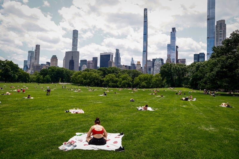 New Yorkers soak up the sun in Central Park