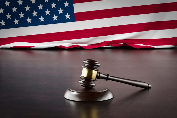 gavel, american flag 