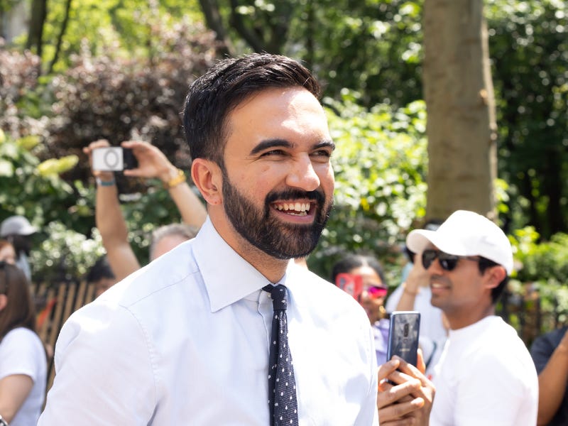 New York City mayoral candidate Zohran Mamdani is seen at the 2025 NYC Pride March on June 29, 2025 