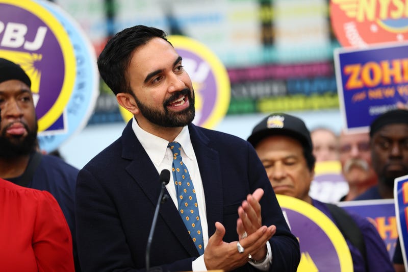 New York Mayoral Candidate Zohran Mamdani speaks during a press conference at the Hotel & Gaming Trades Council building on July 02, 2025 in New York City. 