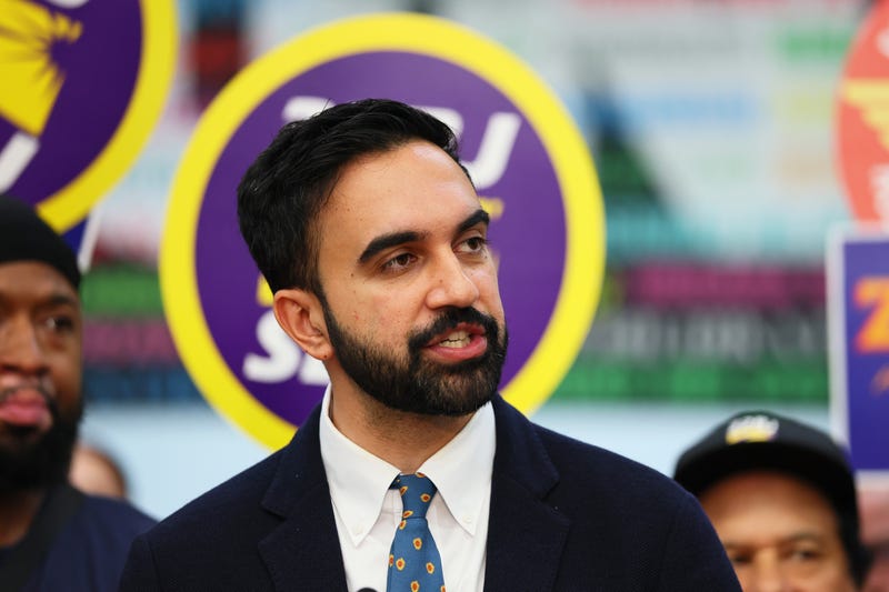 New York Mayoral Candidate Zohran Mamdani speaks during a press conference at the Hotel & Gaming Trades Council building on July 02, 2025 in New York City