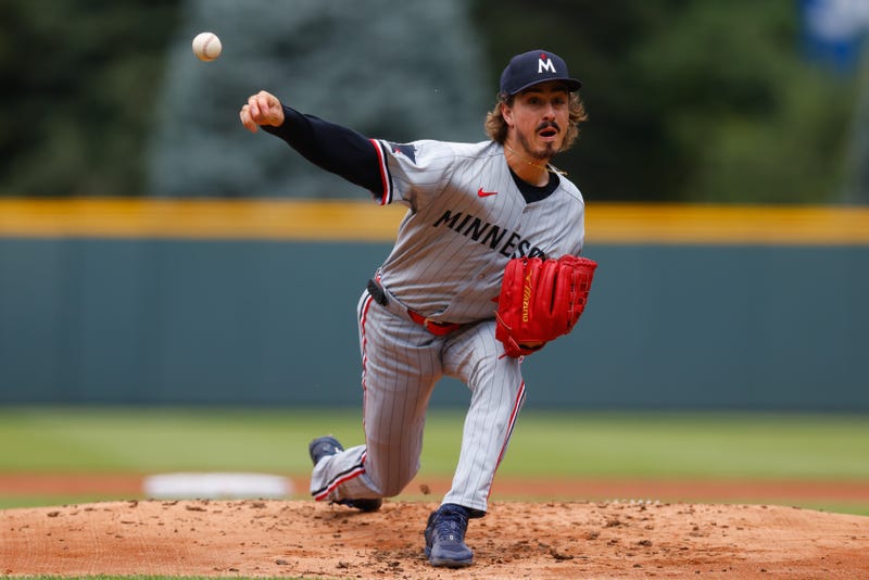 Starting pitcher Joe Ryan #41 of the Minnesota Twins delivers a pitch in the first inning against the Colorado Rockies at Coors Field on July 20, 2025 in Denver, Colorado. 