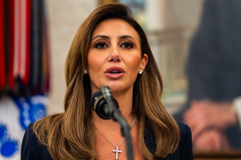 Alina Habba speaks during her swearing in as U.S Attorney General in New Jersey in the Oval Office of the White House on Friday, March 28, 2025.