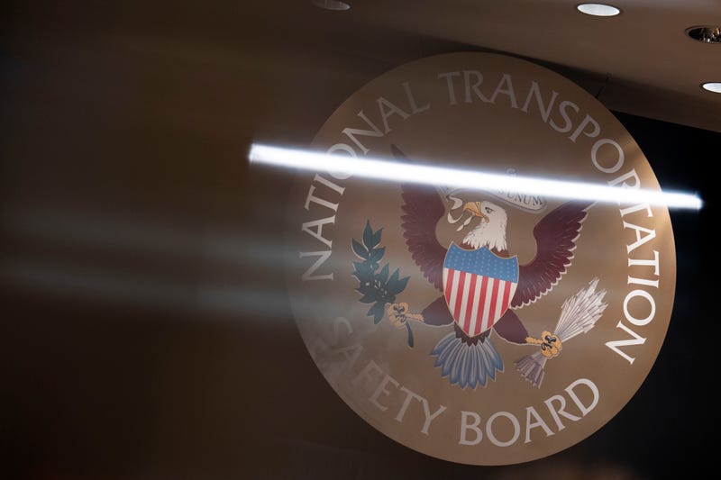The National Transportation Safety Board (NTSB) seal is seen during the Ronald Reagan Washington National Airport Midair Collision Investigative Hearing on July 31, 2025 in Washington, DC. 