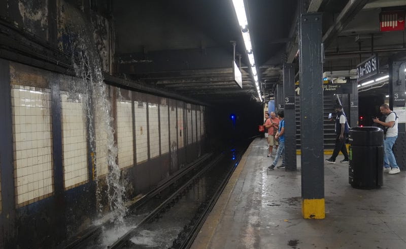 Torrential rain caused flooding in several New York City subway stations, particularly affecting parts of the 6 line in New York City, United States, on July 31, 2025