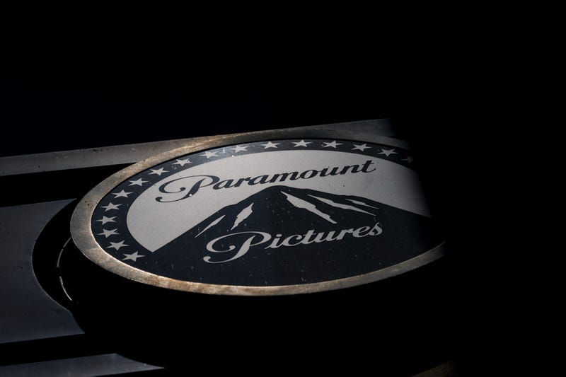 A sign is seen at the Paramount studios on August 7, 2025 in Los Angeles, California