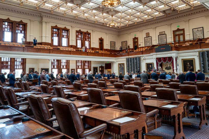 AUSTIN, TEXAS - AUGUST 05: Many seats remain empty during the House meeting's call to order at the state Capitol on August 05, 2025 in Austin, Texas. Texas Democratic lawmakers have fled the state in an attempt to protest and deny quorum for votes on a proposed Republican redistricting plan. Gov. Greg Abbott has threatened to remove lawmakers who do not return by today. (Photo by Brandon Bell/Getty Images)