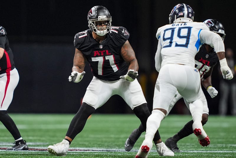 Atlanta Falcons offensive tackle Elijah Wilkinson